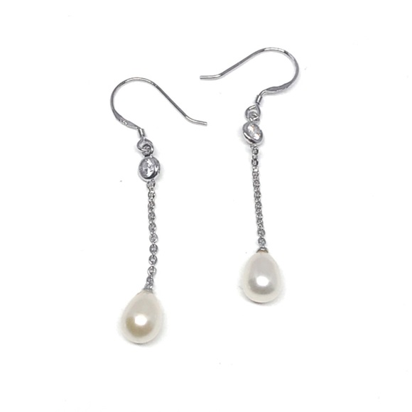 Freshwater Pearl Drop Sterling Silver Earring - Picture 2 of 7